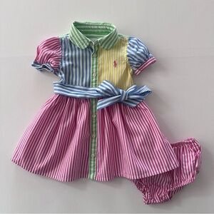 Ralph Lauren 6 Months Baby Girl Pink Dress Spring Summer Easter Preppy Green
